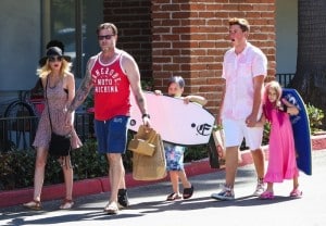 Tori Spelling with husband Dean and their kids Liam, Stella, Finn and Jack at the beach in Malibu