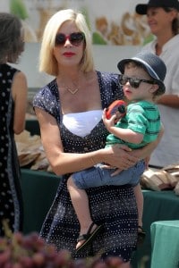 Tori Spelling with son Finn at the Malibu market