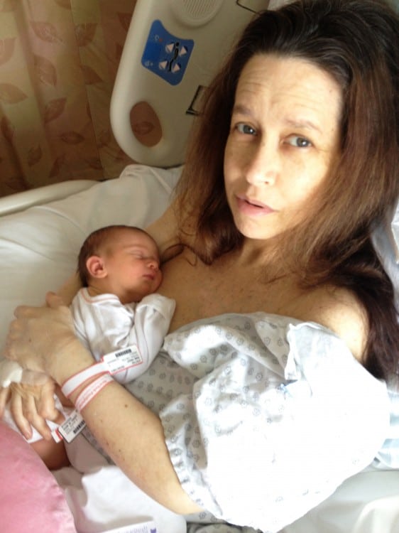 Tracey Kahn at 49 shortly after the birth of her first child, Scarlett, in 2012.