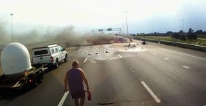 Truck driver saves woman and child in highway accident