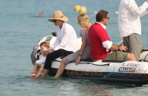 Uma Thurman and Arpad Busson enjoy their holiday with their daughter Rosalind Arusha at French Riviera in Saint-Tropez, France