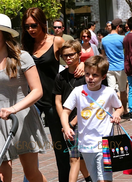 Victoria Beckham with sons Romeo and Cruz at the Grove in LA