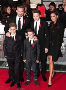 Victoria and David Beckham with sons Brooklyn, Romeo and Cruz at Class of 92
