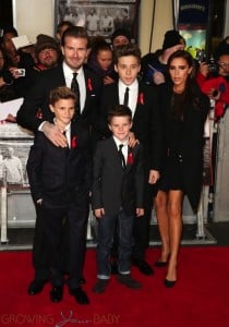 Victoria and David Beckham with sons Brooklyn, Romeo and Cruz at Class of 92