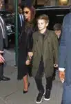 Victoria and Romeo Beckham arrive at Balthazar restaurant in NYC