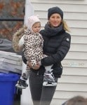 Gisele Bundchen takes her daughter Vivian for ice skating lessons on a cold morning in Boston