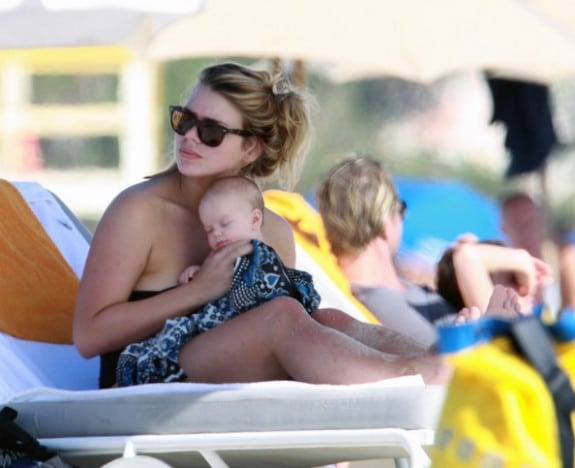 billie piper in miami with newborn Winston