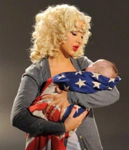 christina aguilera son american flag