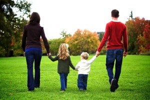 family of 4 at the park