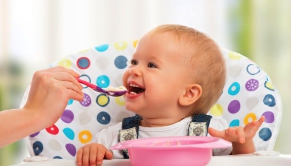 happy baby feeding time