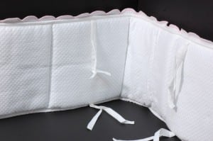 image of recalled pottery barn Matelasse Crib Bumpers