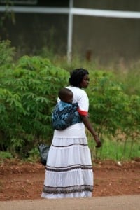 mom wearing baby Uganda