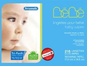recalled personelle baby wipes