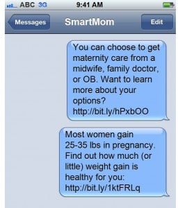 smartmom pregnancy text service