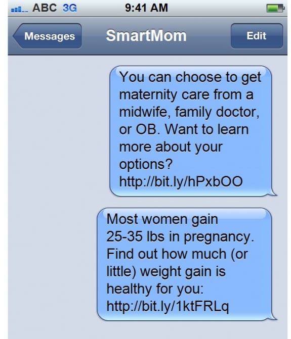 smartmom pregnancy text service