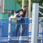 Hugh Jackman takes his daughter to the playground in NYC