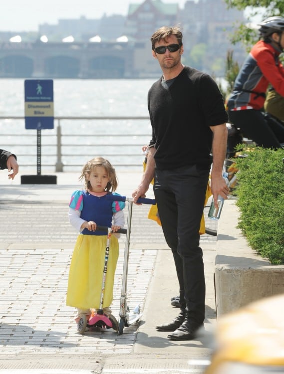 Hugh Jackman takes his daughter to the playground in NYC