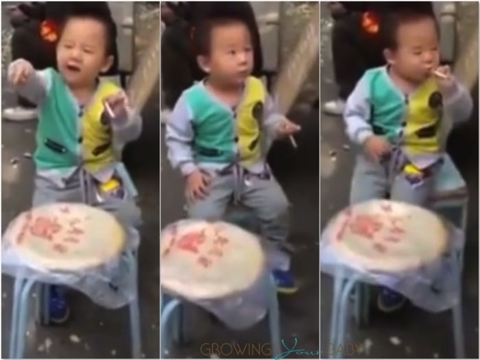toddler in china smoking