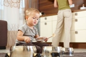 toddler in the kitchen